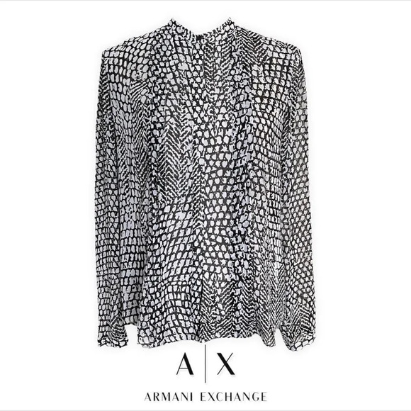 ARMANI EXCHANGE | Black | Printed Long Sleeve Shirt - Picture 1 of 9